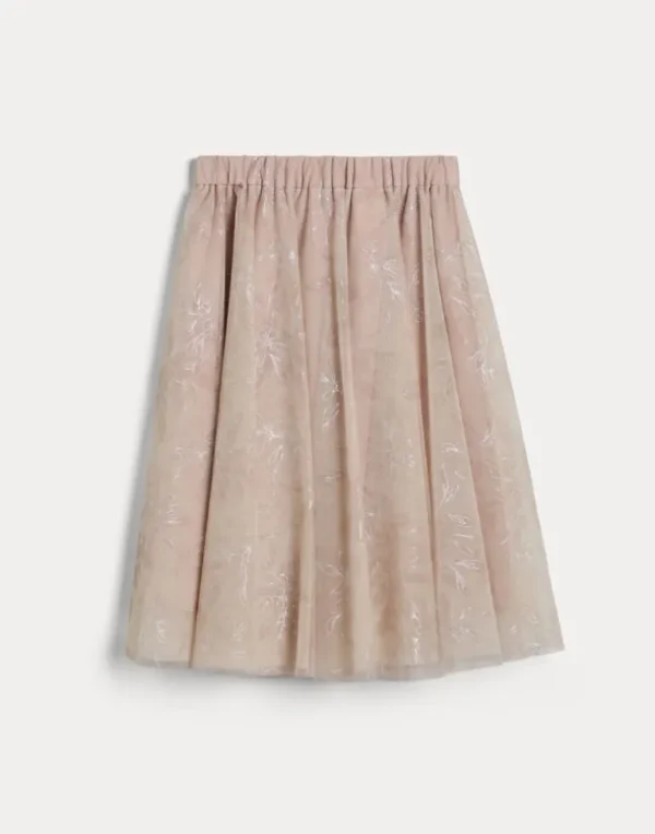 Sparkling flower print tulle skirt