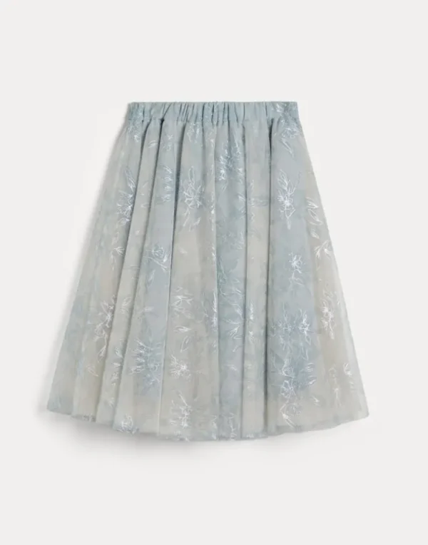 Sparkling flower print tulle skirt