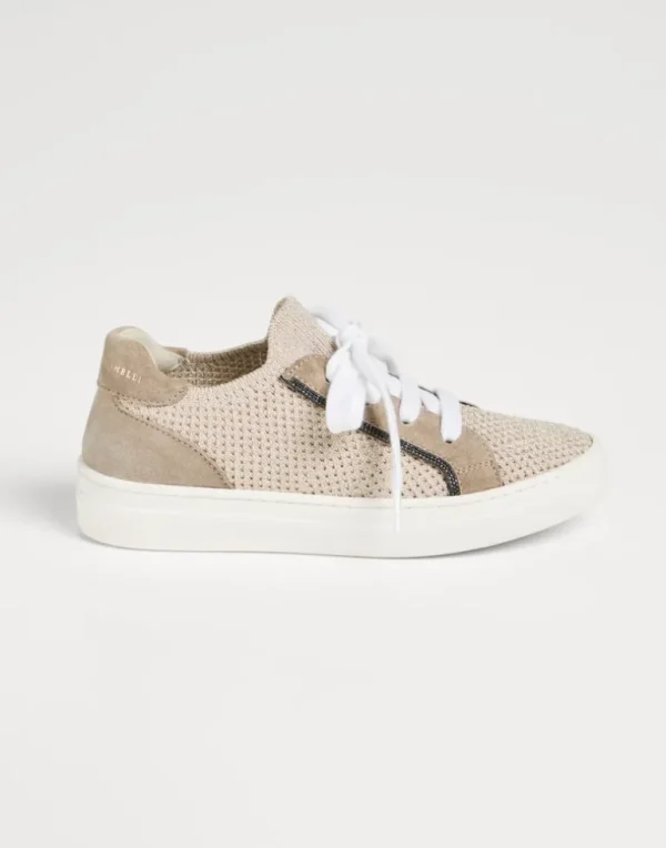 Sparkling knit and suede sneakers with monili