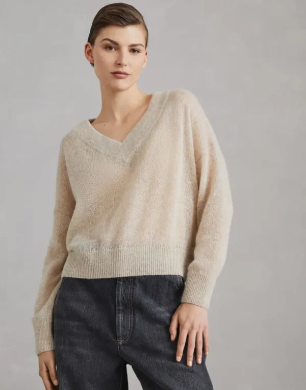 Sparkling mohair and wool sweater with monili