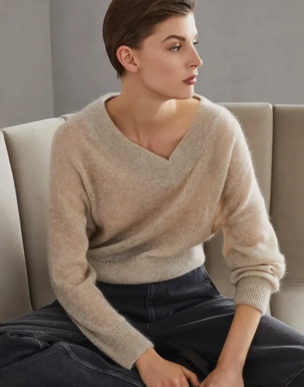 Sparkling mohair and wool sweater with monili