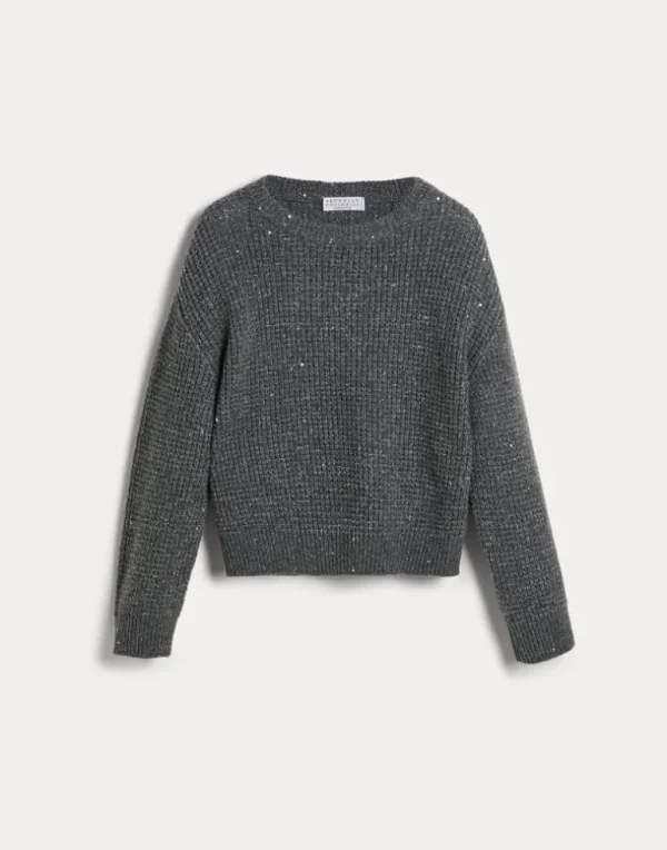 Sparkling& Dazzlingcashmere and wool waffle stitch sweater