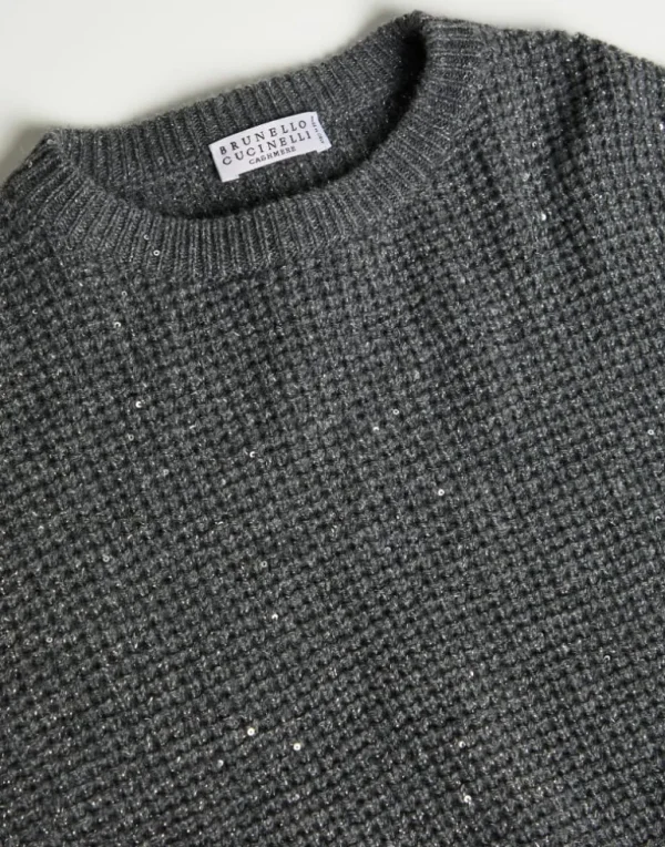 Sparkling& Dazzlingcashmere and wool waffle stitch sweater