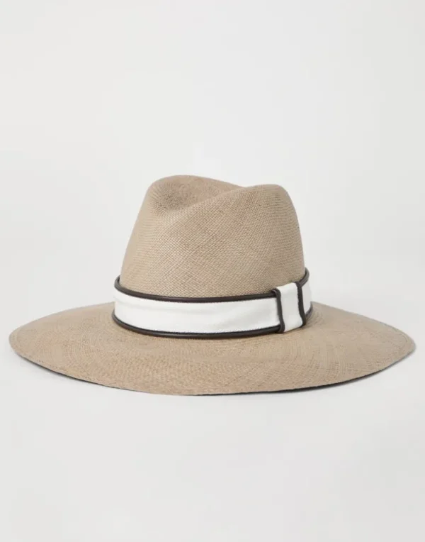 Straw fedora with band and monili