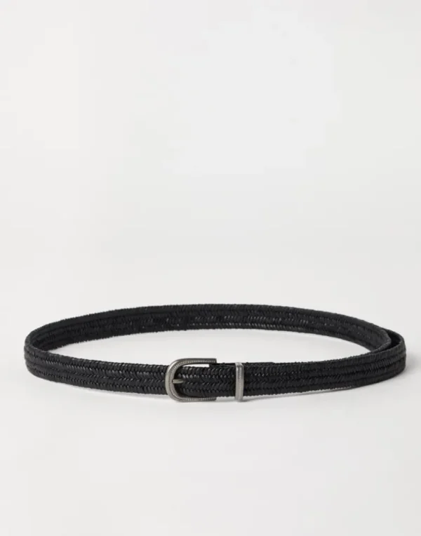 Stretch braided leather belt