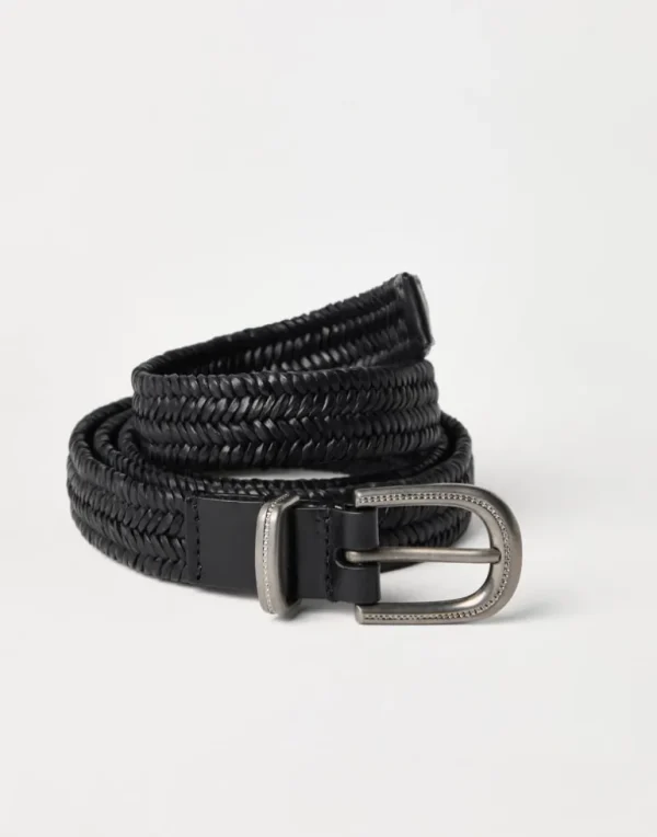 Stretch braided leather belt