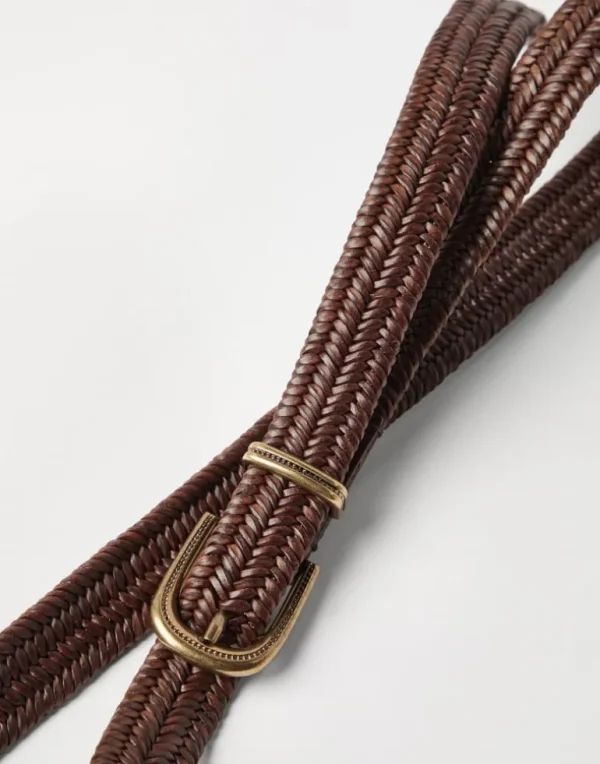 Stretch braided leather belt