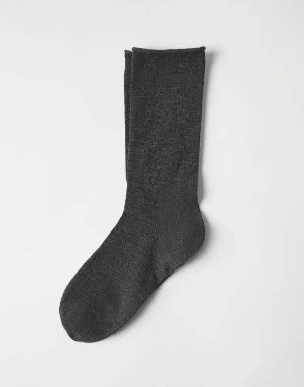 Stretch cashmere knit socks