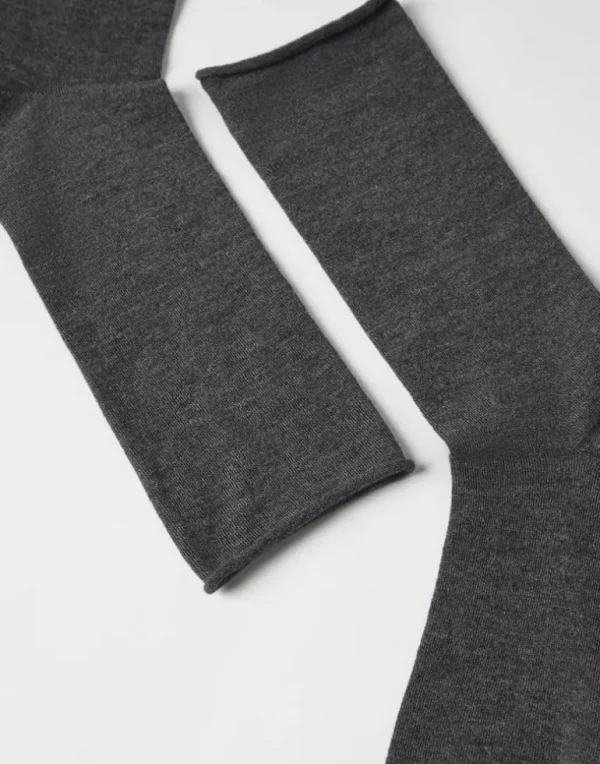 Stretch cashmere knit socks