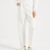 Stretch cotton couture interlock baggy trousers