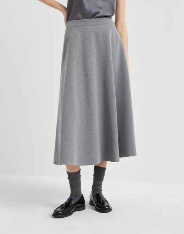 Stretch cotton couture interlock midi circle skirt