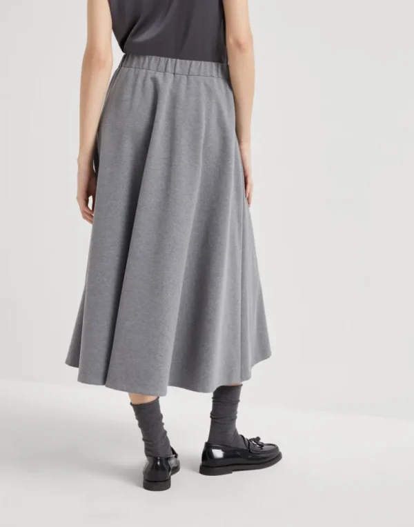 Stretch cotton couture interlock midi circle skirt