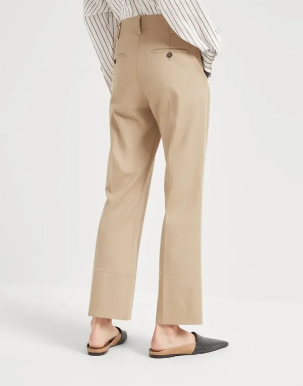 Stretch cotton cover kickflare cigarette trousers