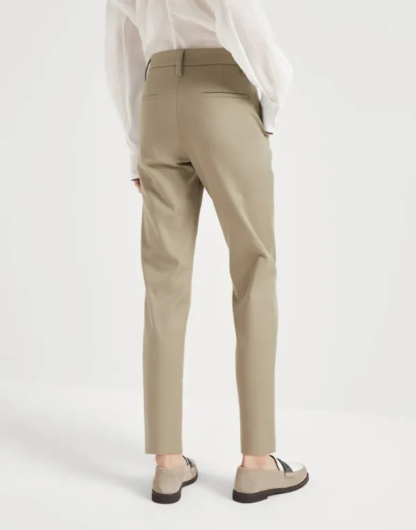 Stretch cotton cover slim fit trousers