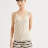 Stretch cotton jersey top with shiny straps