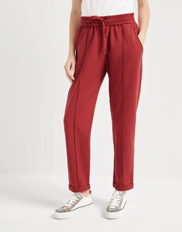 Stretch cotton lightweight French terry track trousers with monili