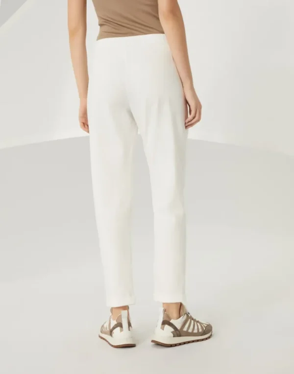 Stretch cotton lightweight French terry track trousers with monili