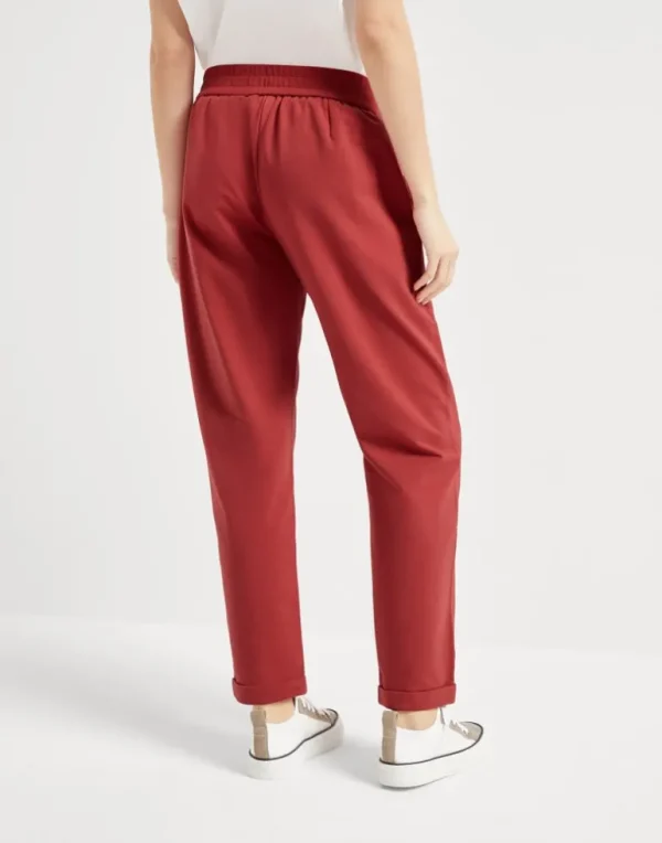 Stretch cotton lightweight French terry track trousers with monili