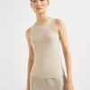 Stretch cotton ribbed jersey top with monili