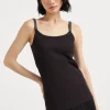 Stretch cotton ribbed jersey top with precious straps