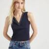 Stretch cotton ribbed jersey cropped top with precious neckline