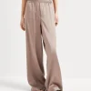 Stretch silk satin track trousers