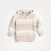 Striped cashmere Baby Bernie hooded cardigan with zipper