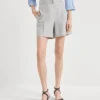 Striped cotton and linen twill formal Bermuda shorts with monili