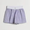 Striped cotton and silk poplin track shorts with logo