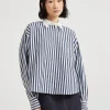 Striped cotton and silk poplin shirt with logo