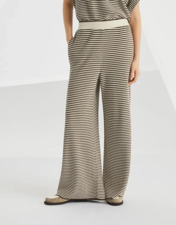 Striped cotton knit track trousers