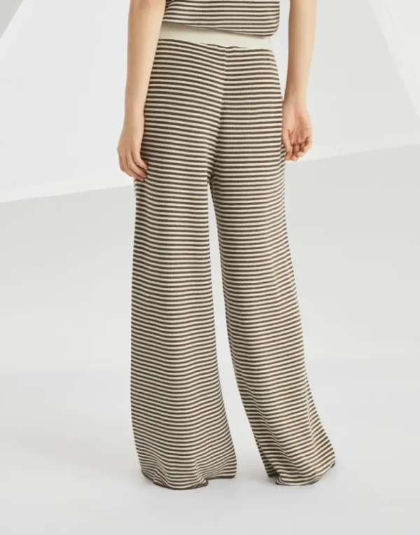 Striped cotton knit track trousers