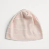 Striped honeycomb stitch knit Baby Bernie beanie in cotton with embroidery