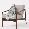 Striped linen throw with fringe