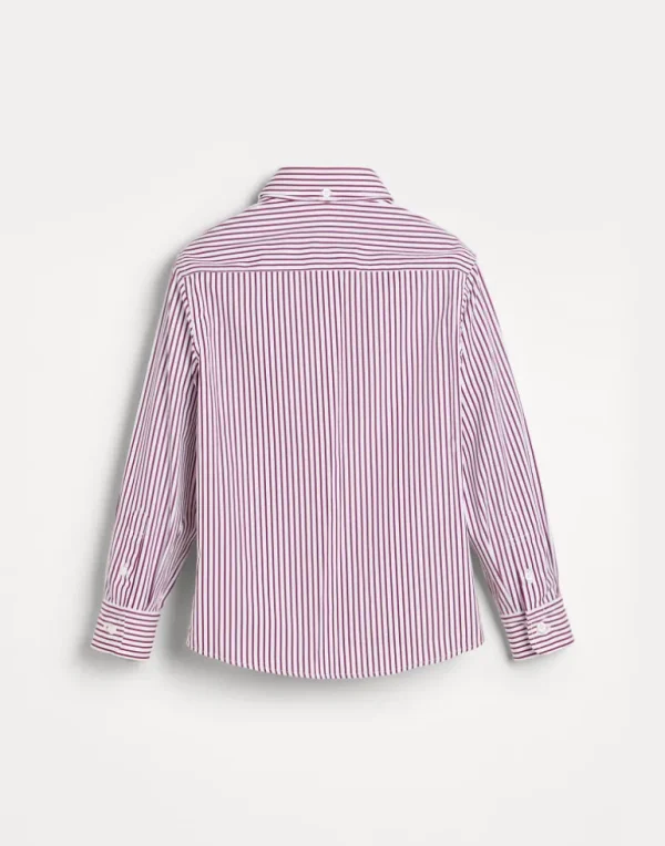 Striped poplin shirt with patch