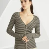 Striped sparkling cashmere and silk lightweight cardigan