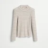 Striped sparkling cashmere rib knit lightweight sweater