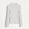 Striped sparkling cashmere rib knit lightweight sweater