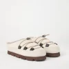 Suede and corduroy mountain slippers with shearling lining and shiny eyelets