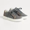 Suede and cotton knit sneakers with monili