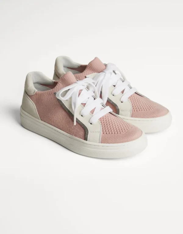 Suede and cotton knit sneakers with monili