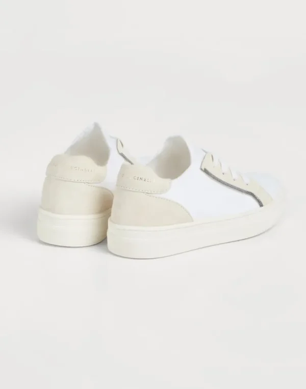 Suede and cotton knit sneakers with monili