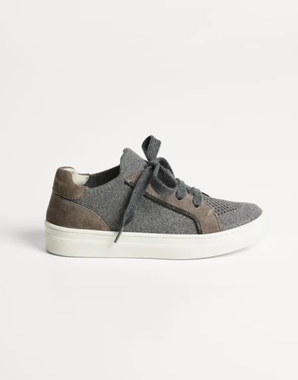 Suede and cotton knit sneakers with monili