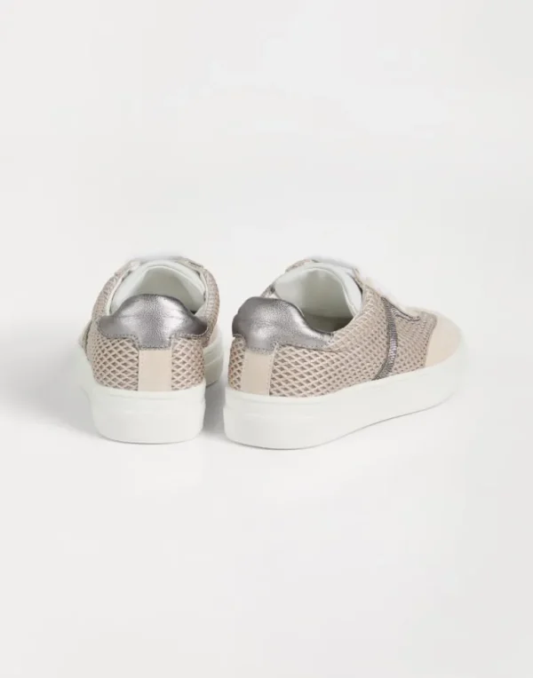 Suede and techno net sneakers with monili