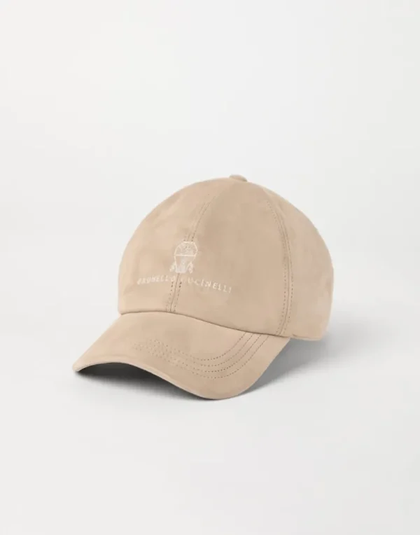 Suede baseball cap with embroidered logo