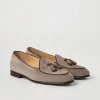 Suede Belgian loafer with tassels