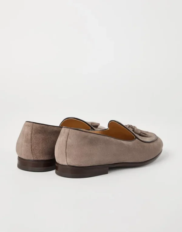 Suede Belgian loafer with tassels