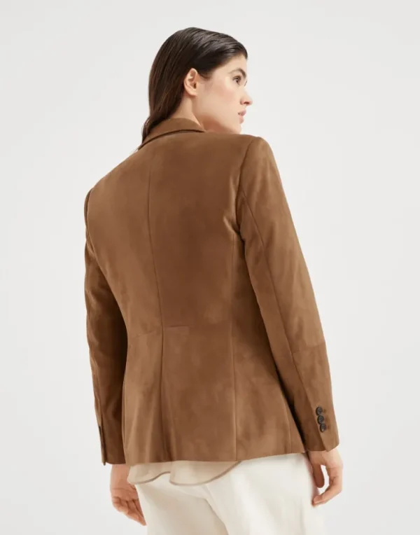 Suede blazer with monili