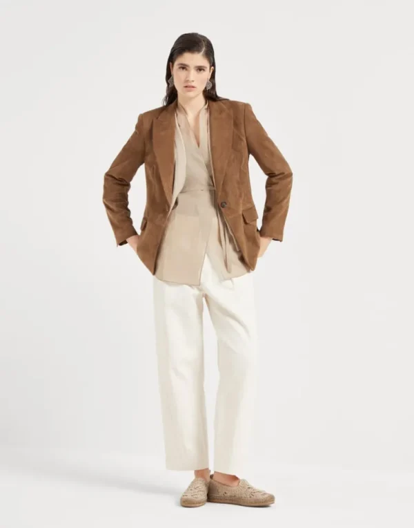 Suede blazer with monili