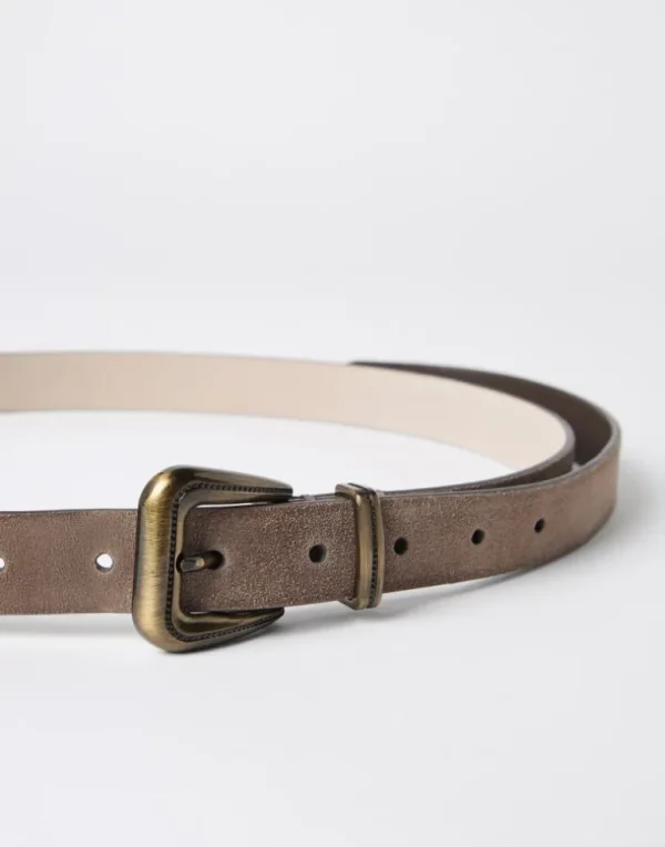 Suede calfskin belt